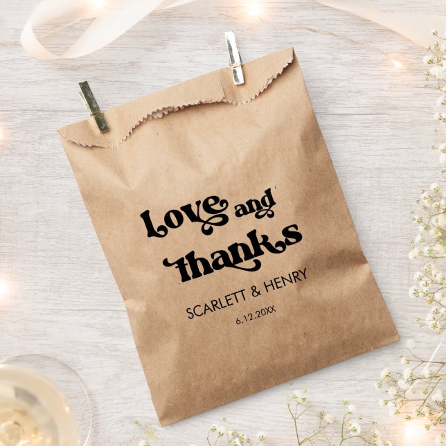 Retro Love and Thanks Wedding Favour   Bag (Clipped)