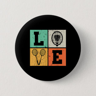 Retro Love Badminton Lover 6 Cm Round Badge