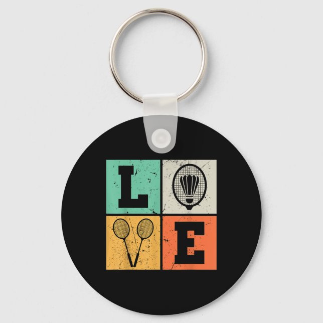 Retro Love Badminton Lover  Key Ring (Front)