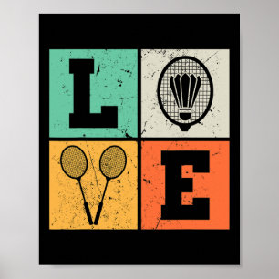 Retro Love Badminton Lover Poster