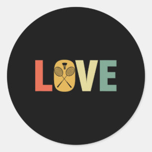 Retro Love Badminton Rackets & Shuttle Classic Round Sticker