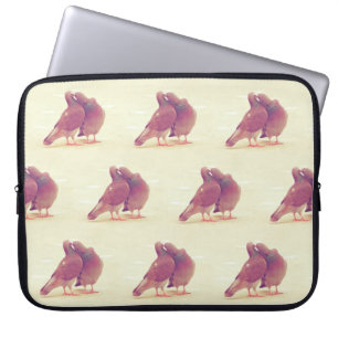 Retro Love Birds Kissing Pigeon Laptop Sleeve