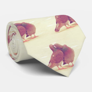 Retro Love Birds Kissing Pigeon Tie