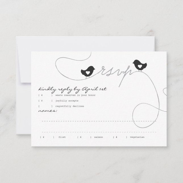 Retro Love Birds Response Card (Front)