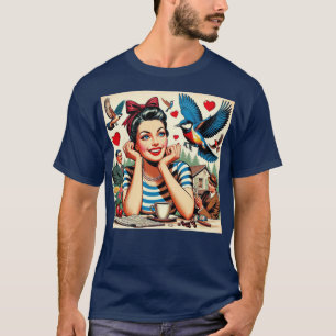 Retro Love Birds  T-Shirt