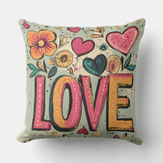 Retro Love Blooms Cushion