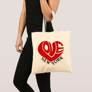 Retro Love Heart New York City Name Typography Tote Bag