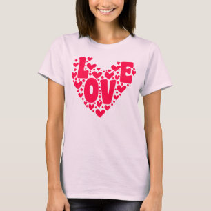 Retro Love Heart Pink Women's Valentines Day T-Shirt