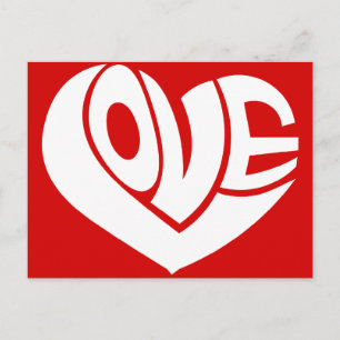Retro Love Heart Text Typography Postcard