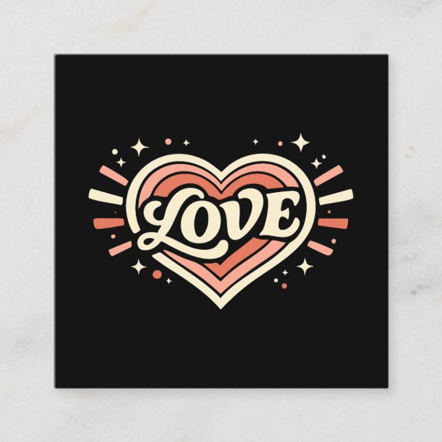 Retro Love Heart Valentine Classic Enclosure Card (Front)