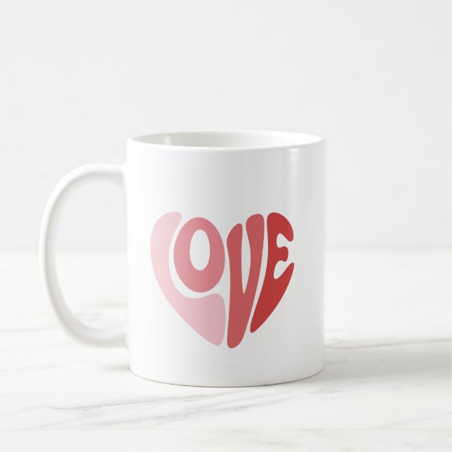 Retro Love Heart Valentine Typography Coffee Mug (Left)