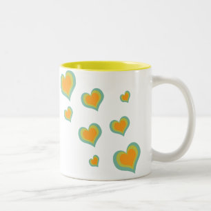 Retro Love Hearts for Valentines Day Two-Tone Coffee Mug