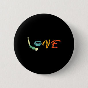 Retro Love Ice Hockey Gift Street Hockey Gifts Vin 6 Cm Round Badge