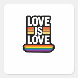 Retro LOVE IS LOVE Pride Sticker – Distressed Rain