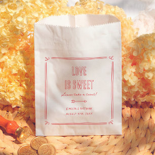 Retro Love is Sweet Hand Drawn Cupid Wedding Favour Bag