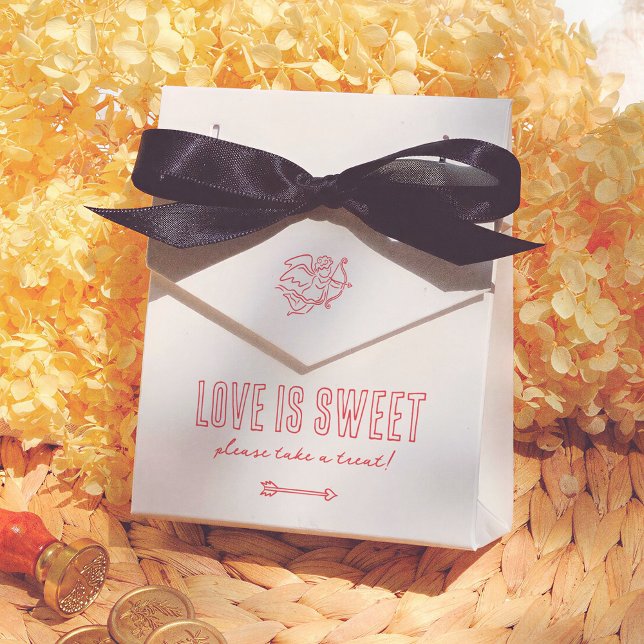 Retro Love is Sweet Hand Drawn Cupid Wedding Favour Box (Creator Uploaded)
