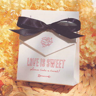 Retro Love is Sweet Hand Drawn Cupid Wedding Favour Box