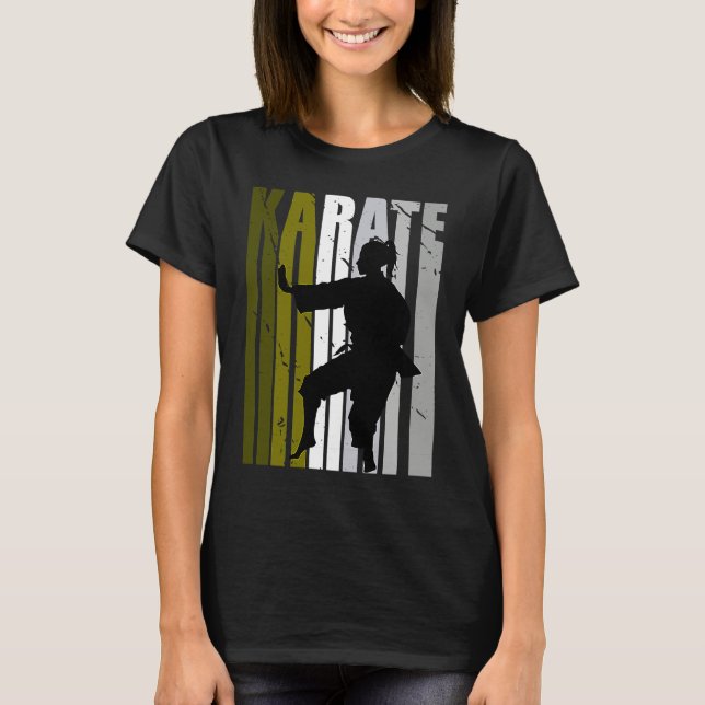 Retro Love Karate Sparring Birthday Olive Green Co T-Shirt (Front)