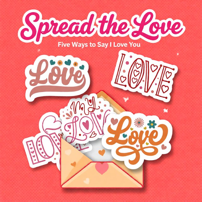 Retro Love Lettering Valentine (Retro Love Lettering Valentine Sticker)
