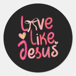Retro Love Like Jesus.coquette Christian Valentine Classic Round Sticker
