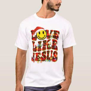 Retro Love Like Jesus Merry Christmas Santa Happy T-Shirt
