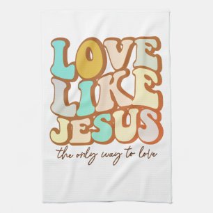 Retro Love Like Jesus Tea Towel