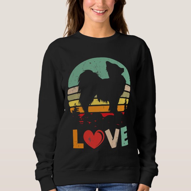 Retro Love Papillon Dog  Papillon  For Women Papil Sweatshirt (Front)