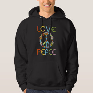 Retro Love Peace 60s 70s Peace Sign Hippie Dye Flo Hoodie