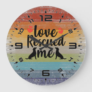 Retro Love Rescued Me Large Clock