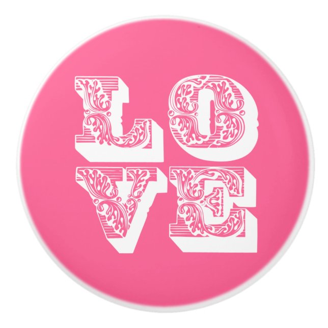 Retro LOVE Square Ceramic Knob (Front)
