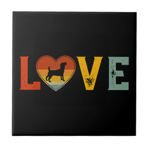 Retro Love Themed Jack Russell Terrier Dog Valenti Ceramic Tile