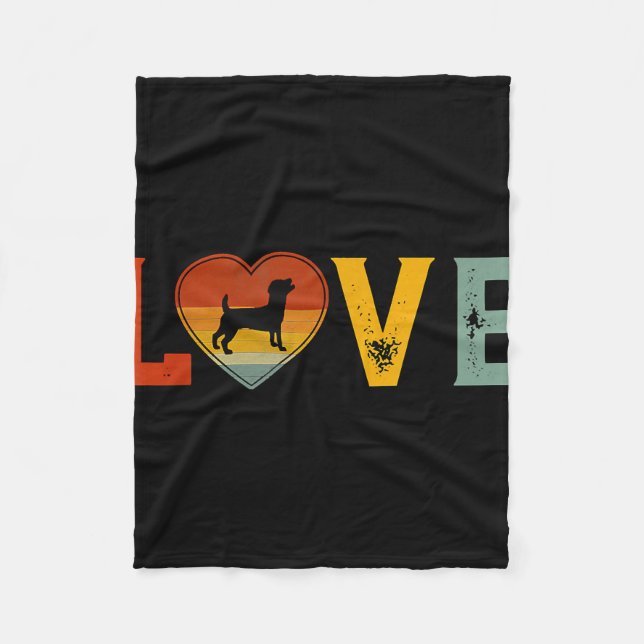 Retro Love Themed Jack Russell Terrier Dog Valenti Fleece Blanket (Front)