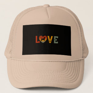 Retro Love Themed Jack Russell Terrier Dog Valenti Trucker Hat