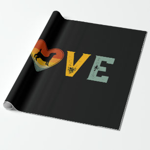 Retro Love Themed Jack Russell Terrier Dog Valenti Wrapping Paper