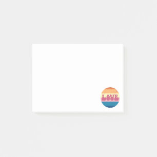 Retro Love Typography On Vintage Sunset Stripes Post-it Notes