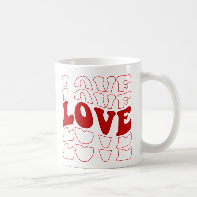 "Retro LOVE Typography Red Design  Coffee Mug (Right)