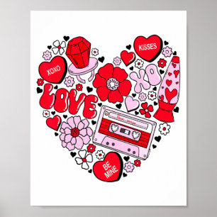 Retro Love Valentines Day Xoxo Conversation Hearts Poster