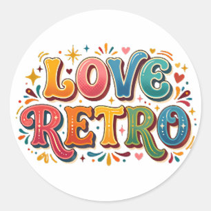 Retro Love Vintage Heart & Groovy Aesthetic T-Shir Classic Round Sticker