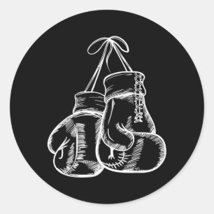 Retro Love White Boxing Gloves Boxer Gift Classic Round Sticker