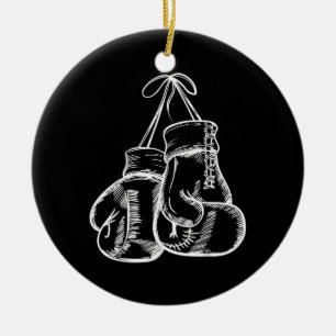 Retro Love White Boxing Gloves Gifts Boxer Gift  Ceramic Ornament