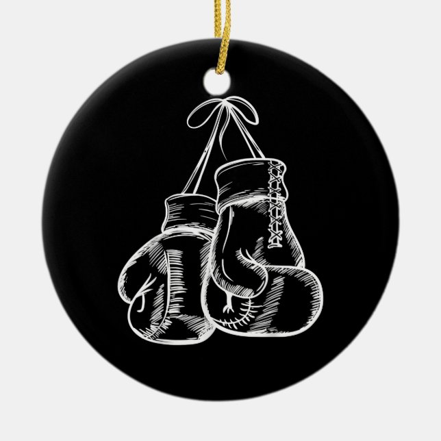Retro Love White Boxing Gloves Gifts Boxer Gift  Ceramic Ornament (Front)