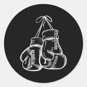 Retro Love White Boxing Gloves Gifts Boxer Gift  Classic Round Sticker
