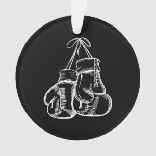 Retro Love White Boxing Gloves Gifts Boxer Gift  Ornament