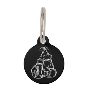 Retro Love White Boxing Gloves Gifts Boxer Gift Pet Tag
