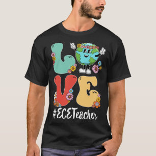 Retro Love World Earth Day 2023 ECE Teacher T-Shirt