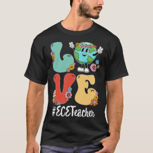 Retro Love World Earth Day 2023 ECE Teacher T-Shirt