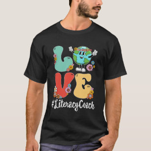 Retro Love World Earth Day 2023 Literacy Coach T-Shirt