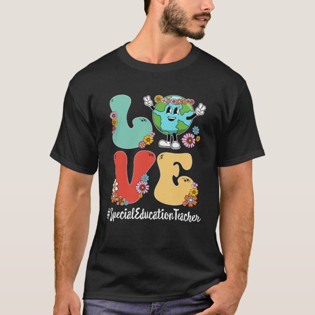 Retro Love World Earth Day 2023 Special Education  T-Shirt (Front)