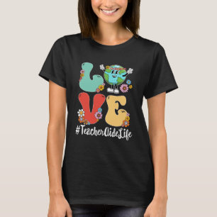 Retro Love World Earth Day 2023 Teacher Aide Life T-Shirt