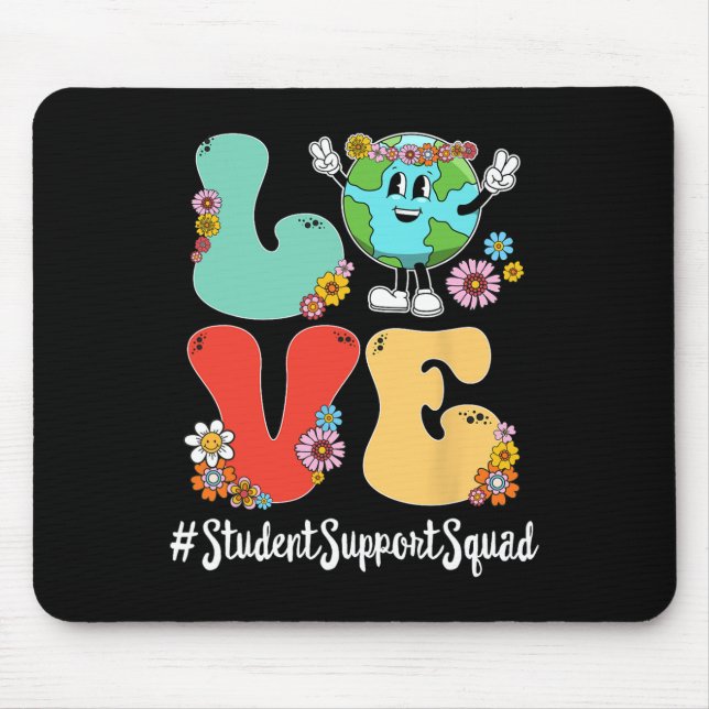 Retro Love World Earth Day Student Support Squad  Mouse Pad (Front)